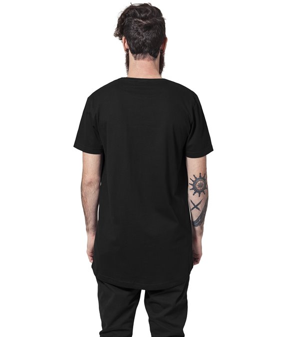 Long Shaped Shoulder Leather Imitation Tee black-black 1